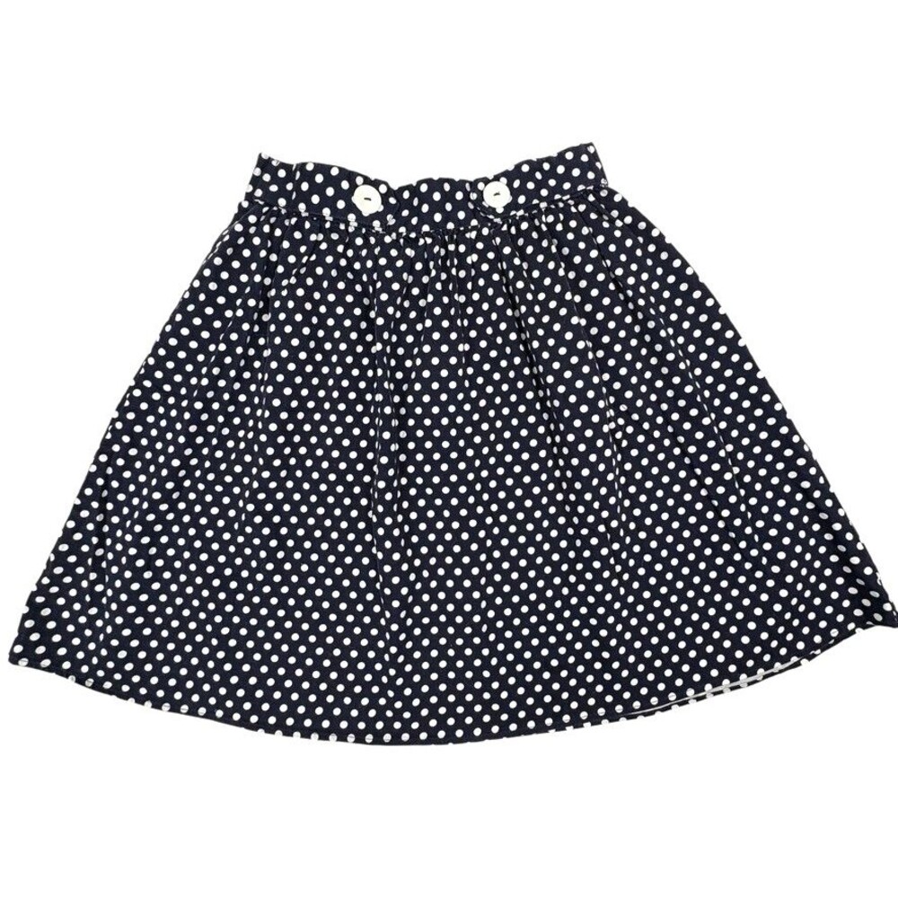 ModCloth Navy White Polka Dot A-Line Skater Skirt Stretch Knit Size M